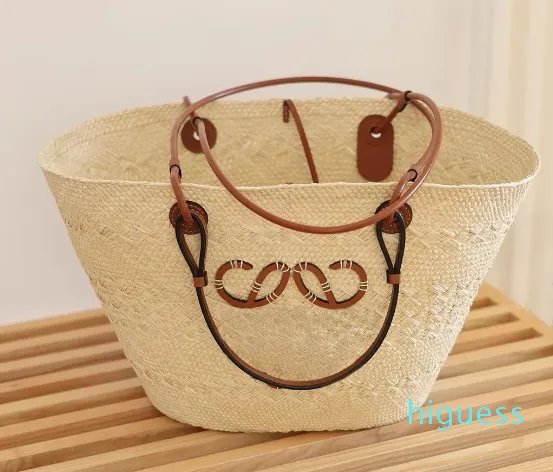 2023 Torby plażowe Vintage Lowe Anagram Słomka Zakupy A5 TOTE BAG Fold Shopper Raffia ramię torebka Kobieta Projektantka Torby luksusowe splot crossbody top