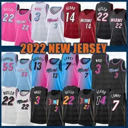 Basketball Jerseys 14 13 55 Jimmy Butler Basketball Jersey Dwayne Dwyane Wade Kyle Lowry 22 3 7 Tyler Herro Bam Ado Duncan Robinson Miamis Heats White