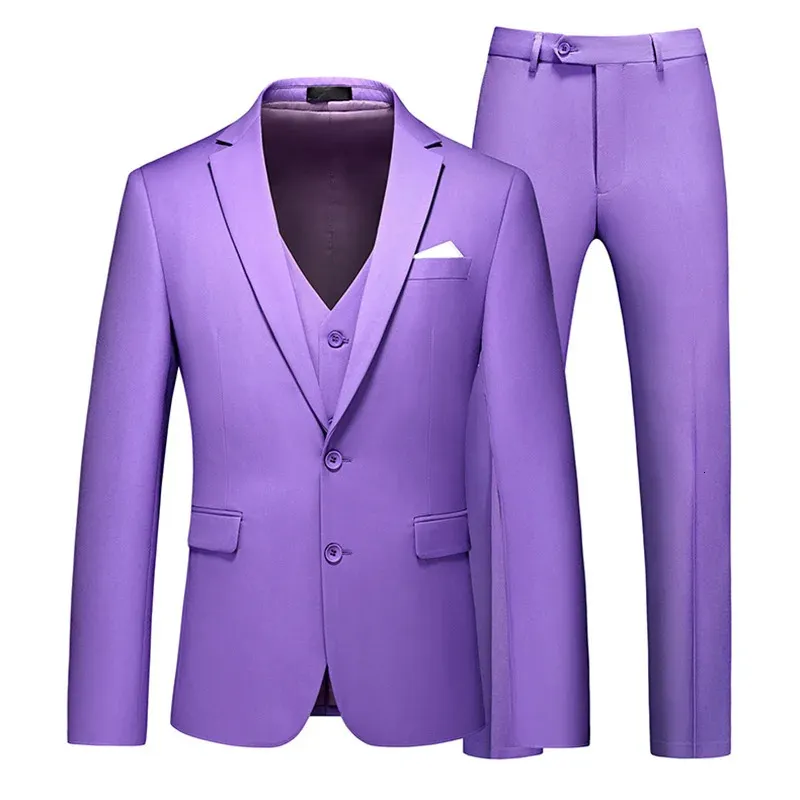 Men's Suits Blazers Autumn Violet Formal Suit 3 Piece Men Office/Wedding/Party Dress Blazer and Pants Vest Big Size Slim Fit Men's Suits 6xl 231023