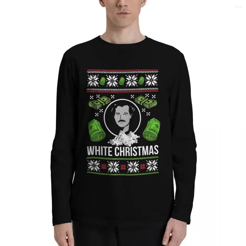 Polos pour hommes Plata O Plomo Narcos Pablo Escobar Funny Ugly Christmas Jumper Nouveauté Noël T-shirts à manches longues Graphiques T-shirt Vêtements pour hommes