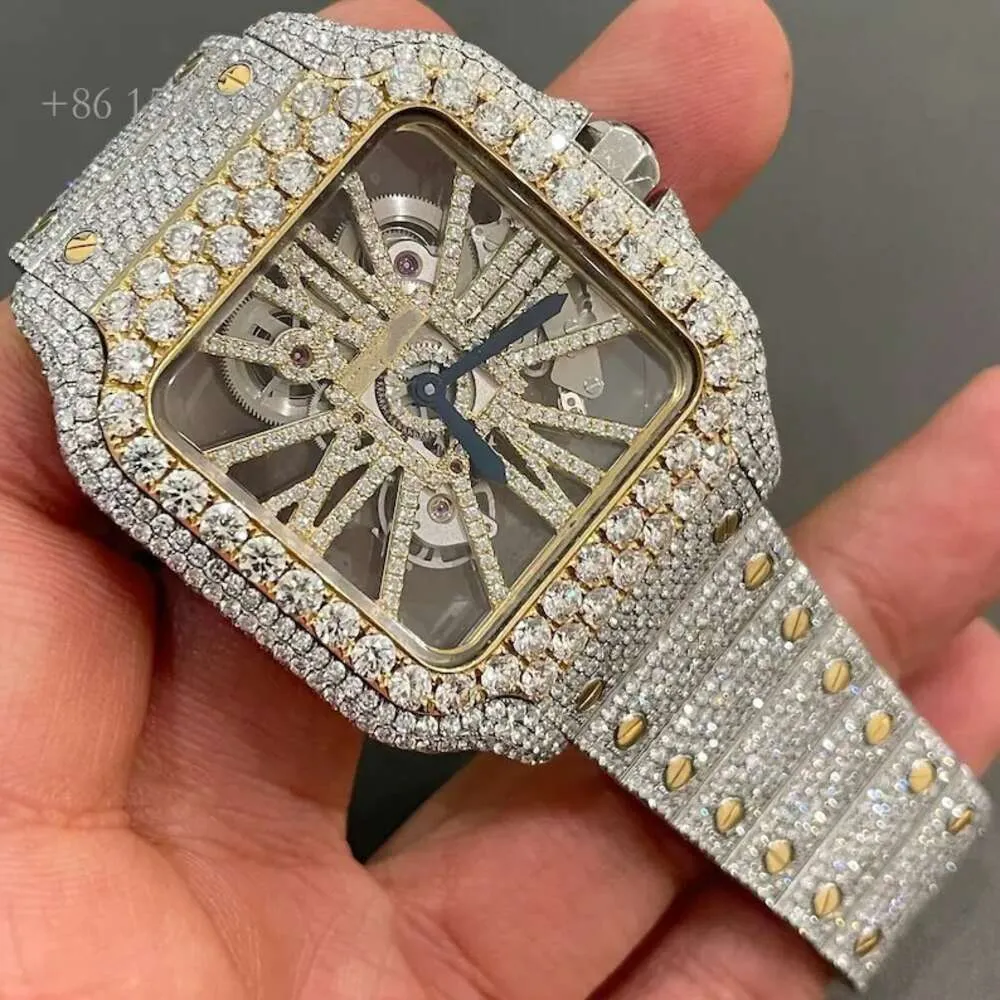 Custom Fine Jewelry Mechanical Men Pass Diamond Tester GRA Certified VVS Moissanite Iced Out Stainless Steel Watch