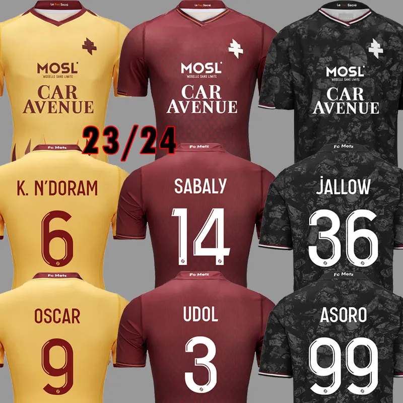 MAILLOTS 23 24 FC METZサッカージャージSABALY MAZIZ 2023 2024 ASORO JALLOW GUEYE JOSEPH NIANE HOME DANLEY ELISOR SHIRTS MAILLOT DE FOOT