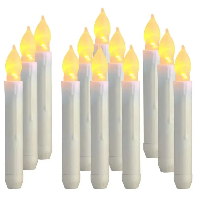 Kerzen, flammenlos, 12 Stück, LED, 69 Zoll, batteriebetrieben, kegelförmig, für Party, Klassenzimmer, Kirche, Geburtstagsdekoration 231023