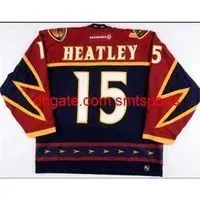 embroidery #15 Dany Heatley Atlanthers Vintage Hockey jersey custom any name number HOCKEY Jersey