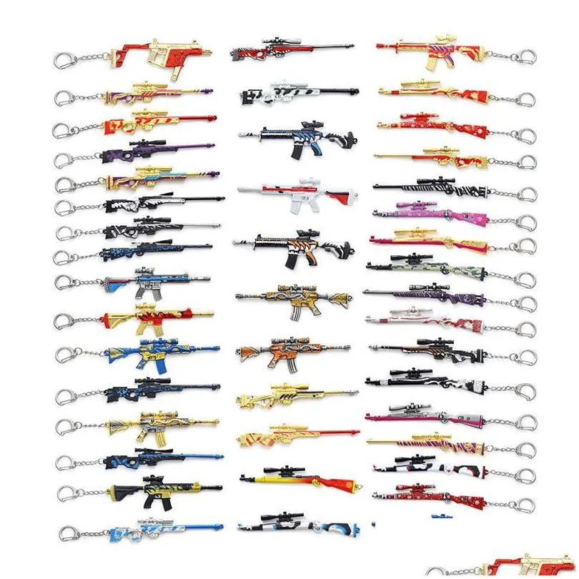 Keychains Lanyards Factory Outlet Jedi Survival Key Ring Golden Helmet 98K Model Pendant Keychain Eating Chicken Chains Game Perimet Dhoqp