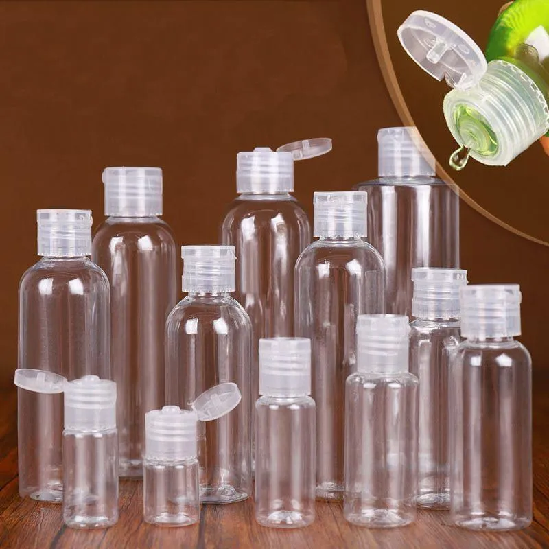 Bouteille en plastique de désinfectant pour les mains 5ML 10ML 20ML 30ML 50ML 60ML 100ML 120ML 150ML 200ML, bouchon papillon PET, bouteilles en plastique transparentes pour niveau Li