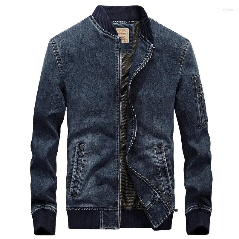 Herrjackor 2023 Autumn Stand Neck Denim Jacket Lossa stor enkel casual wear wear coat