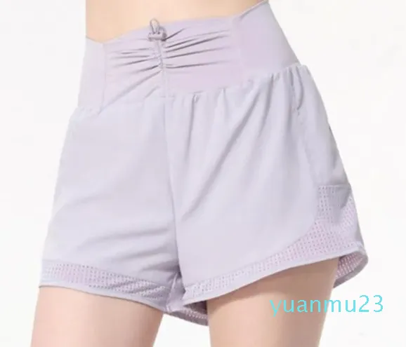 Shorts de corrida verão feminino cintura alta cordão yoga fitness secagem rápida badminton tênis vôlei casual