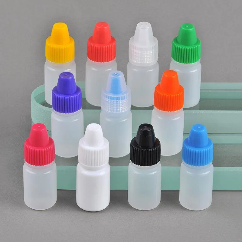 Colorful PE Dropper Bottles 3ml 5ml 10ml 15ml 20ml 30ml 50ml Needle Tips with Color Childproof Cap Sharp Dropper Tip Plastic Eliquid Bo Rigs