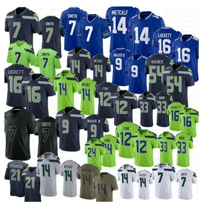 11 Jaxon Smith-Njigba 21 Devon Witherspoon Camisas de futebol Geno Smith DK Metcalf Tariq Woolen Kenneth Tyler Lockett Bobby Charles Cross Marshawn Lync h2023