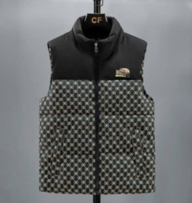 23ss herenvest patchwork borduurwerk puffervest heren verdikt warm dons katoenen designervest