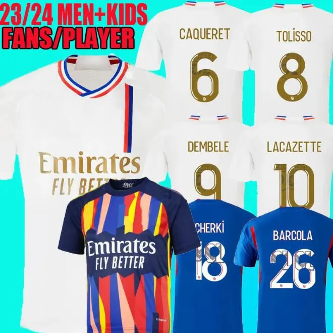 Soccer Jersey fans Player 23 24 Maillot 2023 2024 Digital fjärde fotbollströjor Toko Ekambi Cherki Aouar Home Lyon Dembele Tolisso Soccer Jersey Kit New Style Shirt