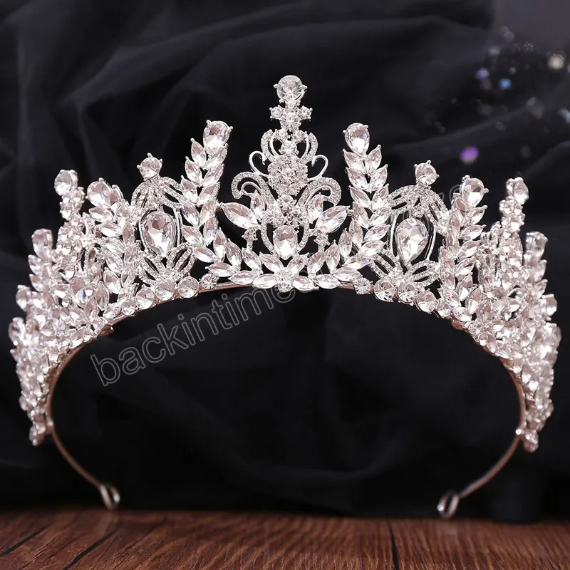 Couronne diadème en cristal de luxe, 5 couleurs, pour femmes, robe de soirée de mariage, élégante reine, couronne de mariée, bandeau, couvre-chef