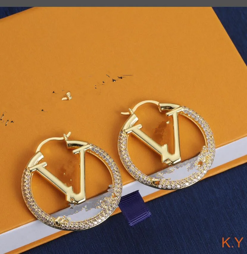 big gold hoop earrings for lady women orrous girls ear studs set Designer Jewelry earring Valentine's Day Gift engagement for