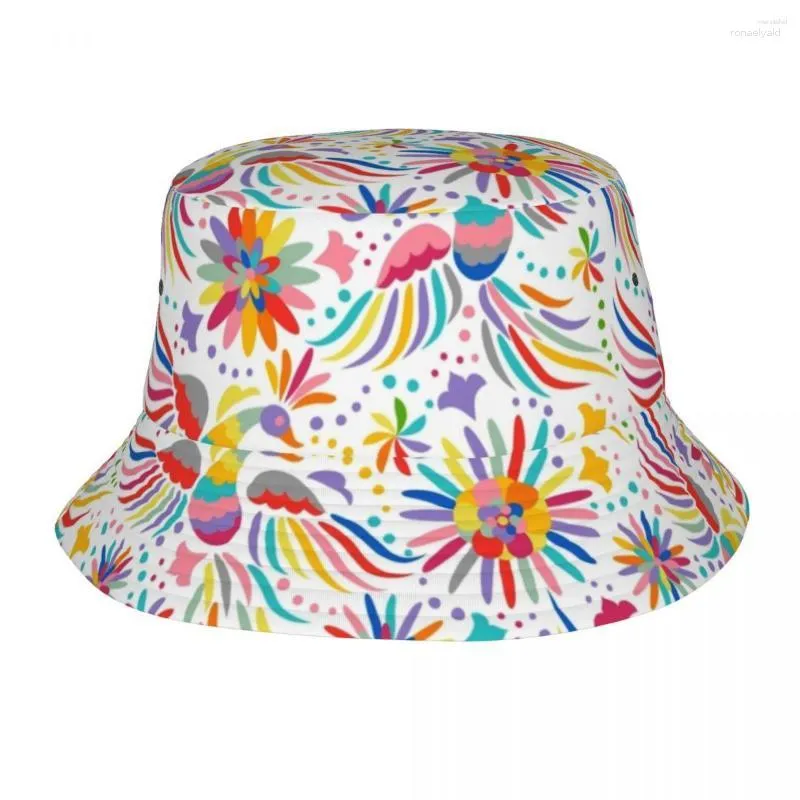 ベレーツメキシコの花パターンユニセックスバケツ帽子カスタマイズされた夏の旅行ビーチメキシコ刺繍シームレスフローラルグラフィック