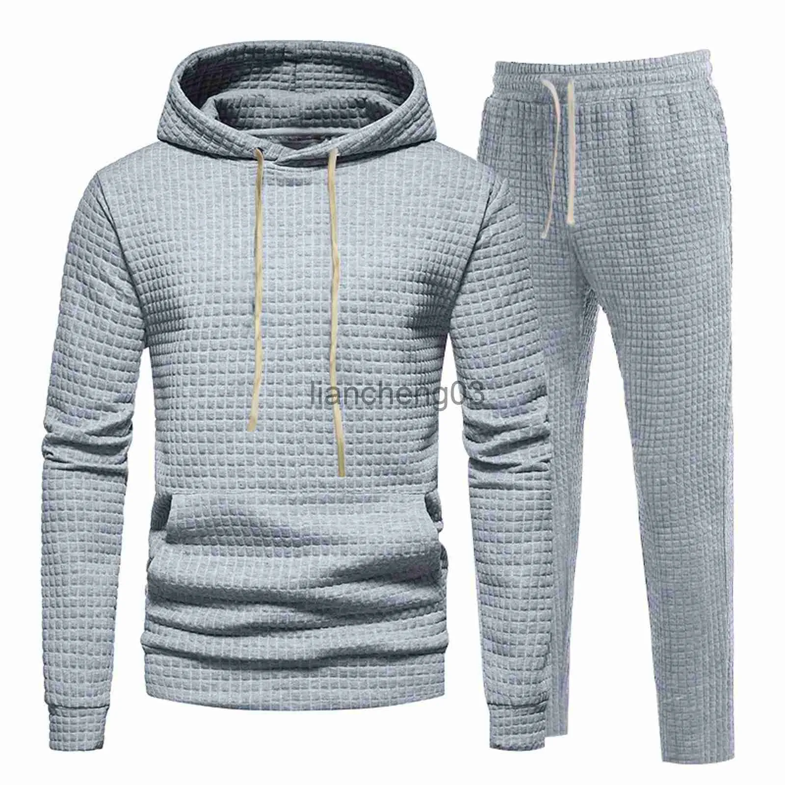 Herrspårar Men Tracksuit Hoodie Suit Pants 2 Piece Overized Plain Solid Color Jogging Woman Sweatshirt Ställer in grundläggande pulloverkläder 2023 J231023