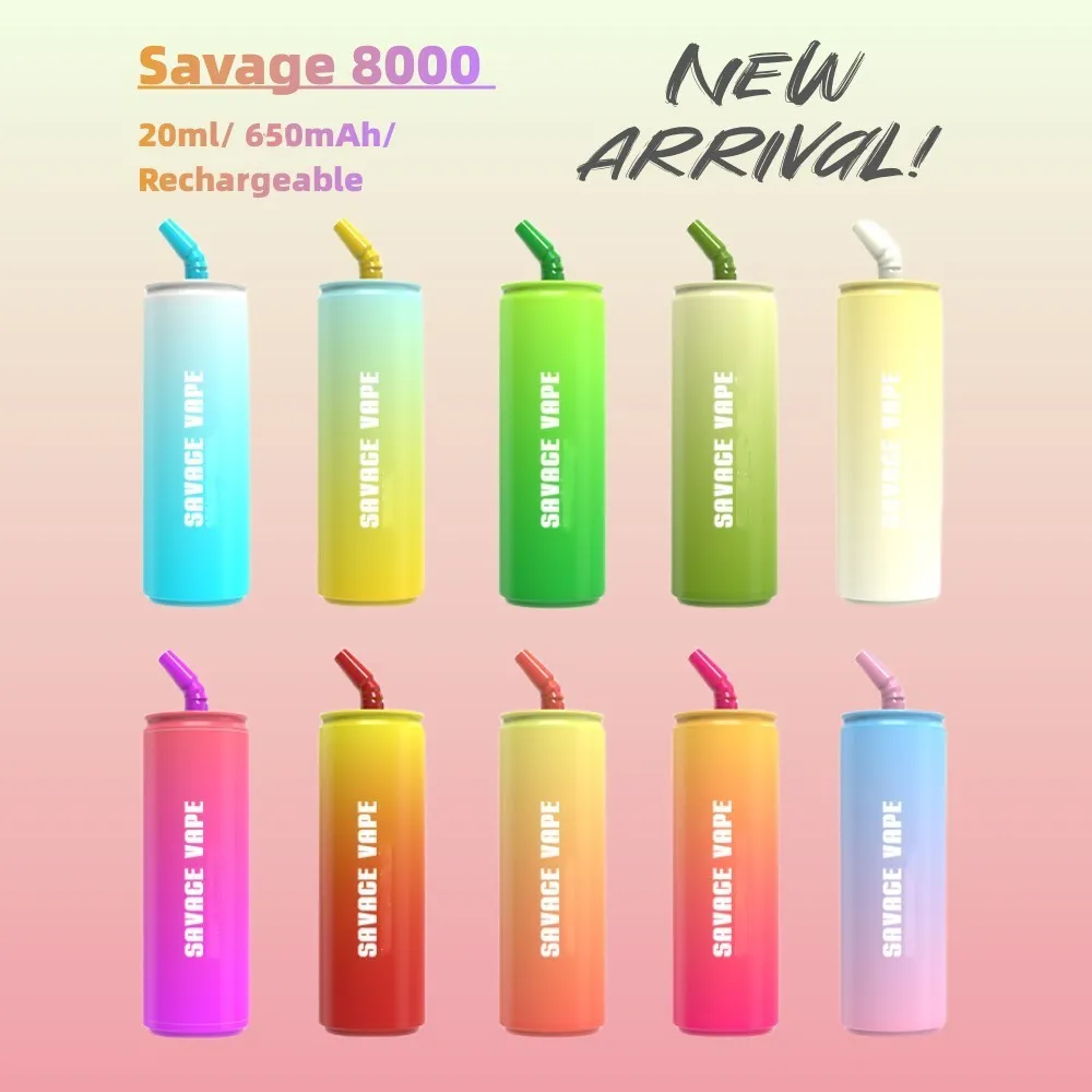 Garrafa Savage Cola Original 8000 Puff Vape Descartável E Cigarro 20ml Sabor Pré-preenchido 650mAh Bateria Recarregável Distribuidor Tornado 7000 7k 9000 9k 12k 12000