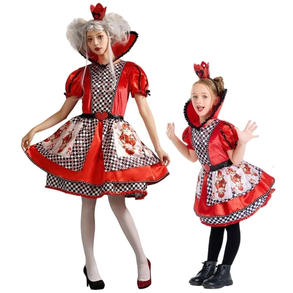 Halloween Costume Women Designer Cosplay Costplay kostium Halloween Kostium Dziecięcy Królowa Heartów Alice w Krainie Czarów Królowa Heartów Sukienka Poncho