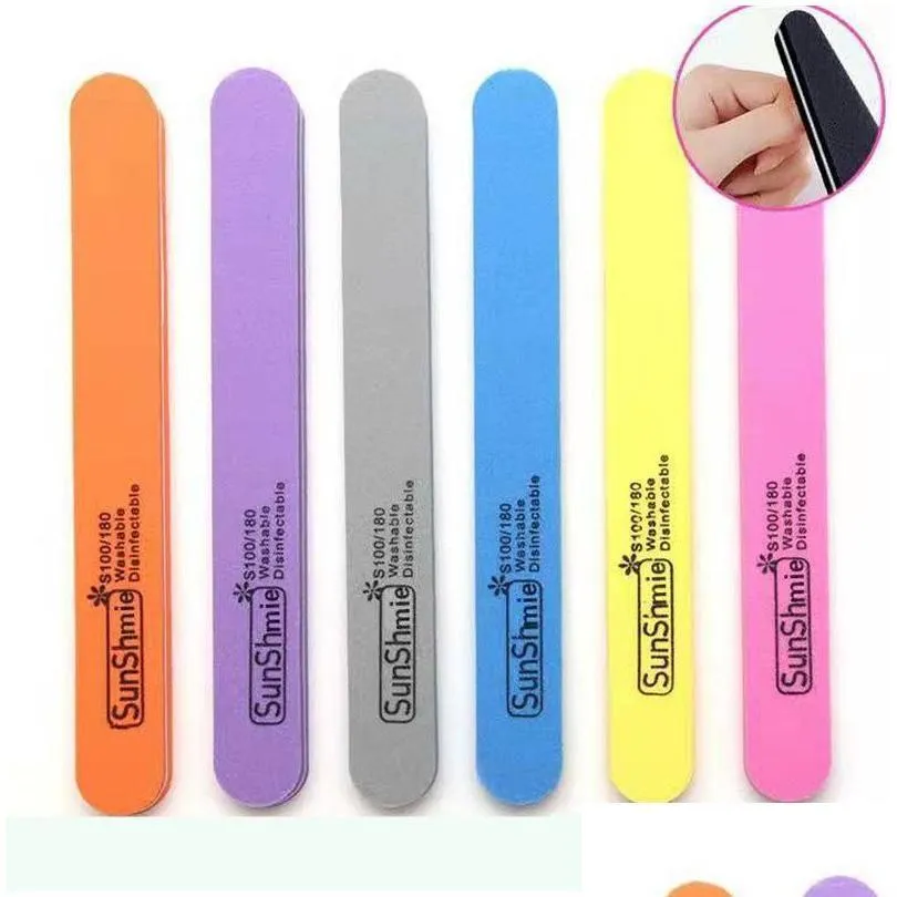 Nail Files Nail Files Sponge Rubbing Long Round Sponges Strips Manicure Polishing Nails Art Sand Tools Drop Delivery Health Beauty Nai Dhf2M