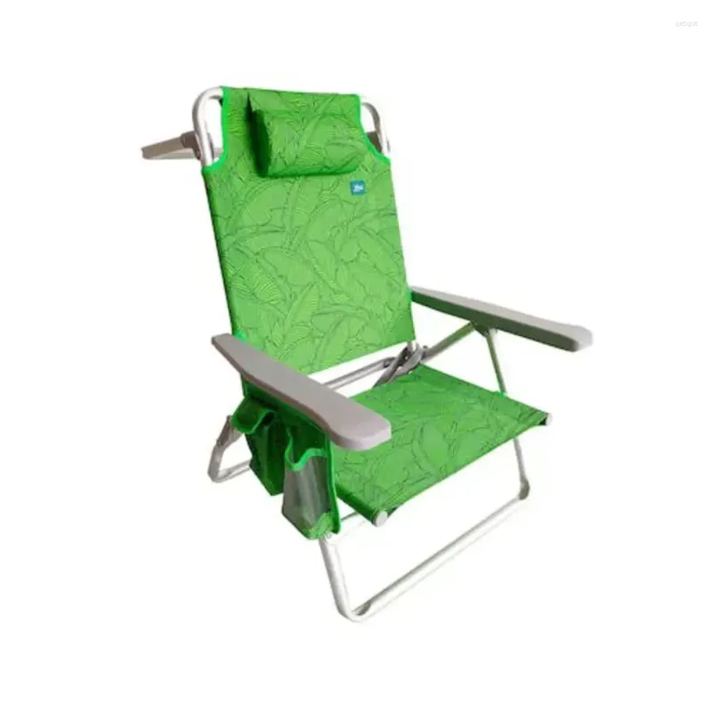 Camp Furniture Folding Beach Chair W/ Towel Rack & Cup Holder 5 Reclining Positions 275 Lb. Capacity 24.00 X 26.00 31.50 Inches