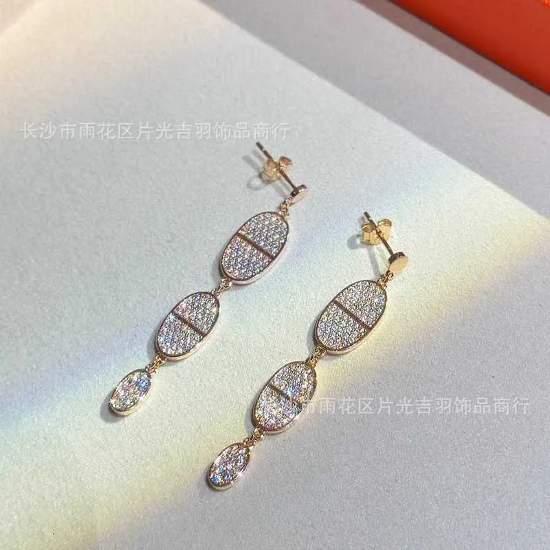 Charm Designer 925 Sterling Silver Plated Gold, High Grade, Light Luxury, Fashion New Zircon Water Drops, Long Earrings, Earstuds 27KX