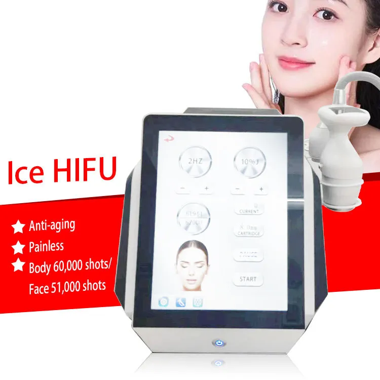 Ny teknik 62000 skott Ultraljud HIFU Face Lift Face Hud Drawing Anti-Aging SMAS Lifting Ice HIFU Machine High Focused Ultrasound Beauty Device