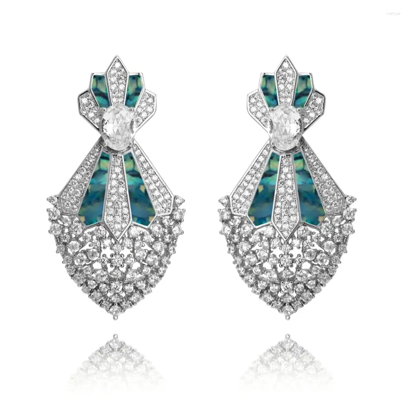 Orecchini pendenti TIRIM Crystal Abalone Shell Zircone Stud Fiore per le donne Due modi di indossare accessori moda