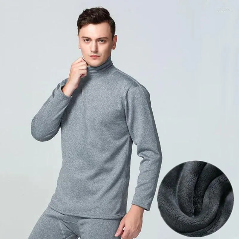 Set di biancheria intima termica da uomo per uomo inverno pantaloni lunghi in pile di lana cashmere maschile collo alto camicia pantaloni vestiti XXXL