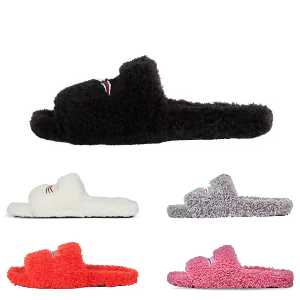 Paris Luxury Slides Designer Hommes Femmes Pantoufles Dames Laine Fourrure D'hiver Ffy Furry Slide Lettres Chaudes Sandales Confortables Fuzzy Girl Flip Flop Slipper 35-42