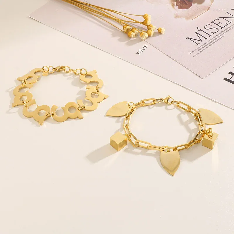 Bracelets de charme Bracelet en acier inoxydable pour femmes or argent couleur irrégulière élégant bracelet de mariage lien chaîne fête bijoux en gros