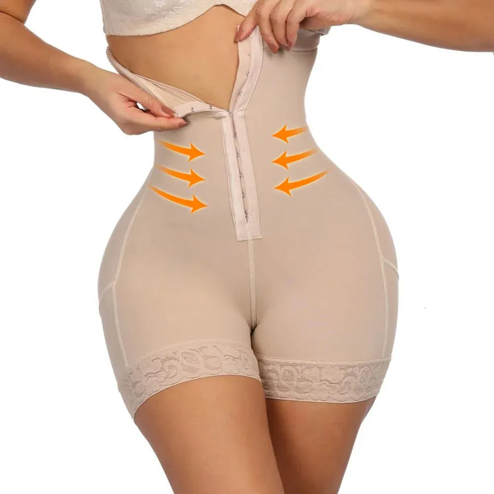 New Women Firm Tummy Control With Hook Butt Lifter Shapewear Panties High  Waist Trainer Body Shaper Shorts Female Slimming Fajas Z
