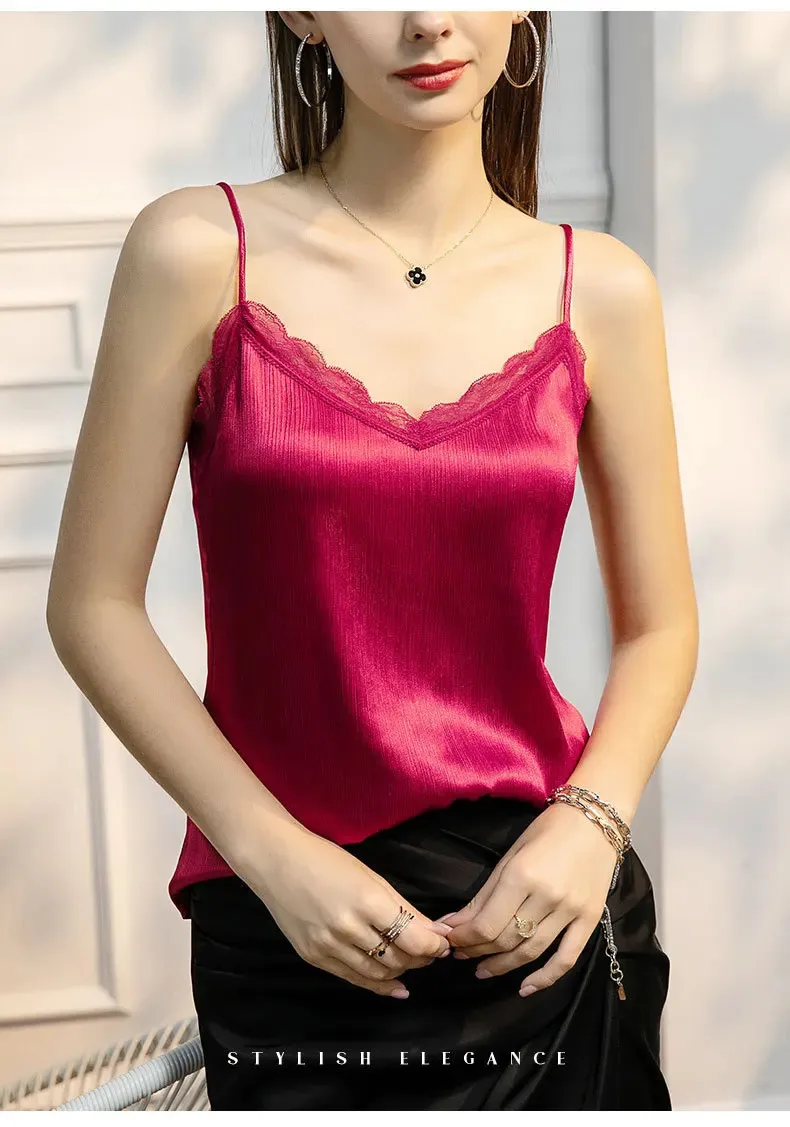 satin silk camis women camisoles basic cami tank top