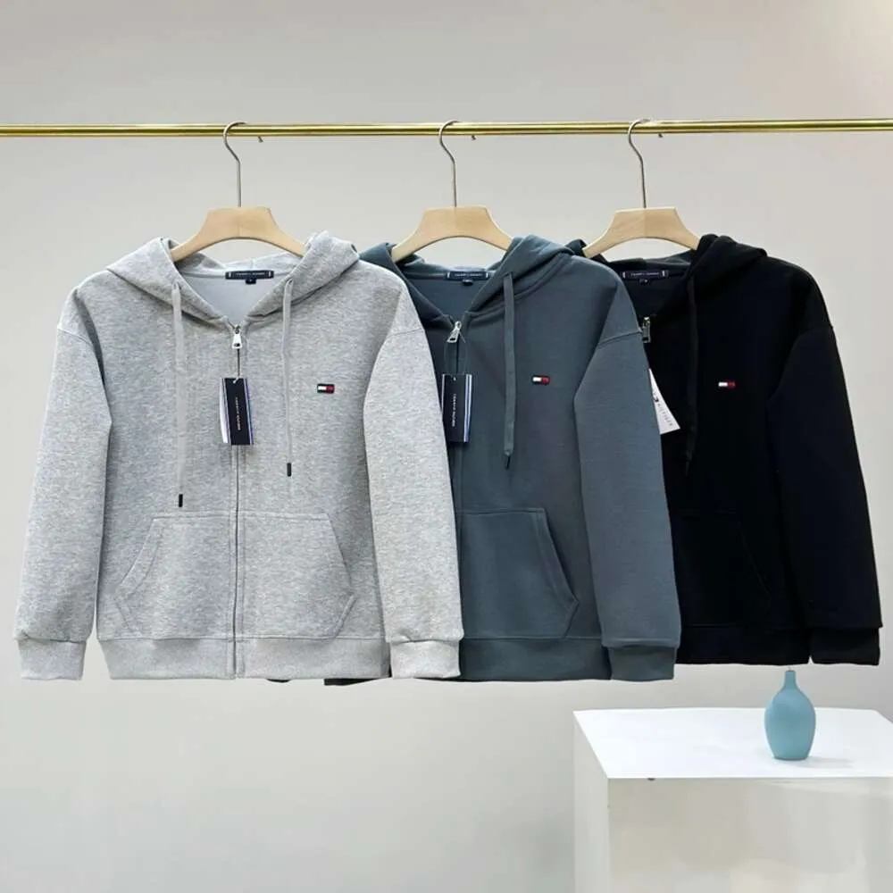 Le giacche firmate Tommyhilfiger sono eleganti e lussuose ricamate autunno nuovo maglione con cerniera con cappuccio cappotto sportivo casual cardigan