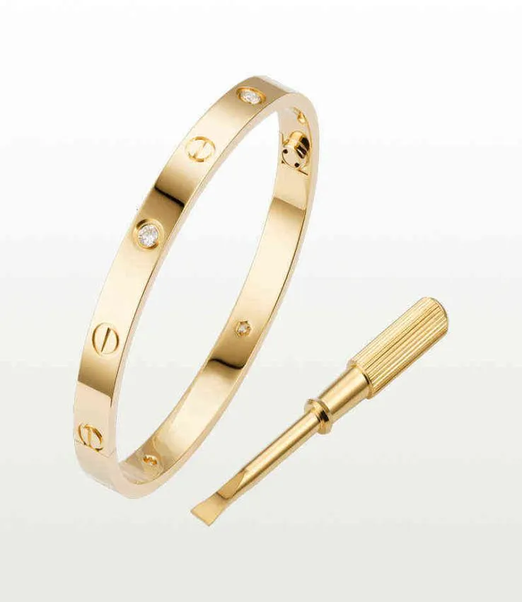 Love Screw Bracelet Designer Bracelets 4 Diamonds Bangle Luxury Jewelry Women Accessories Titanium Steel Alloy GoldPlated Never F6078331