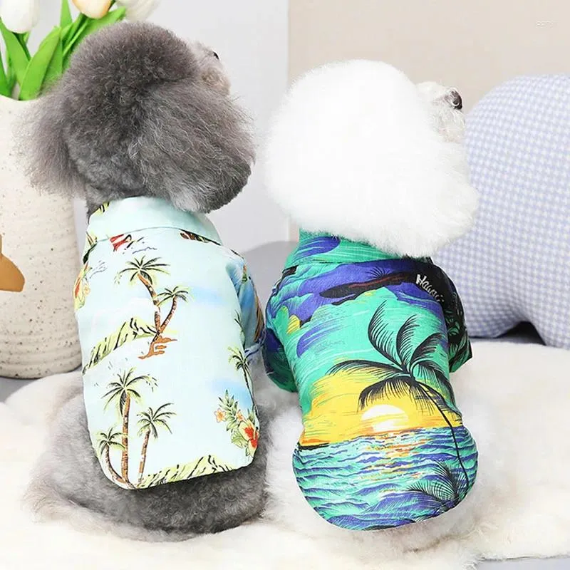 Köpek giyim hawaii tarzı köpek yavrusu kedi tişört yaz kıyafetleri baskı evcil hayvan sweatshirt tişört giysiler küçük köpekler için kısa kollu gömlek chiwawa