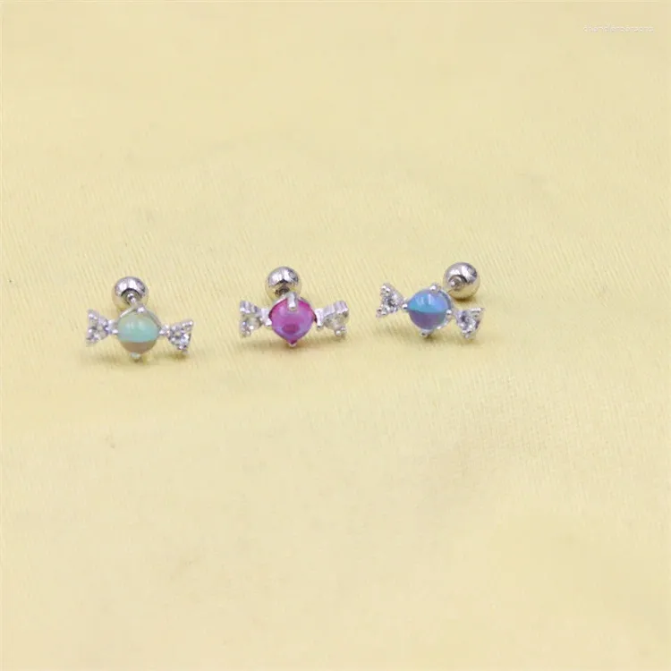 Stud Earrings ZFSILVER S925 Sterling Silver Korean Love Cute Candy Angle Wing Screw Ball Earring Jewelry For Women Charm Party Gift Girl
