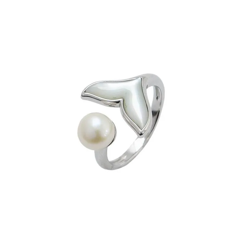 Smyckesinställningar S925 Sterling Sier Pearl Ring Inställningar Fashion K Gold Fishtail Mermaid Mounts Tillbehör PS4MJZ102 Drop Leverans DHAPG