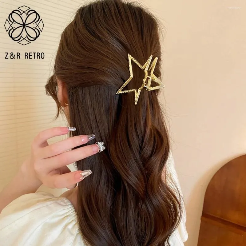 Hårklipp 2023 Fashion Metal Five Pointed Star for Women Trendy Clip Barrette Hairpins Party Headwear Accessories