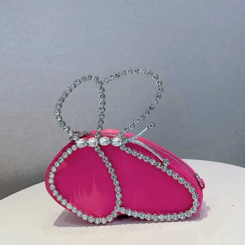 Borse da sera XIYUAN Pochette da sera con farfalla con strass Boutique da donna Borse in cristallo Borse da sera con pietre nuziali Borsa a tracolla con catena