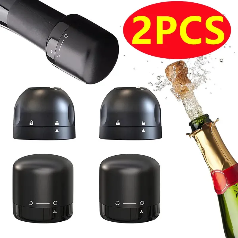 Bar Tools 2 Stück Vakuum-Rotwein-Flaschenverschluss-Stopper mit Silikonversiegelung, Champagner-Frischhaltestopfen 231023