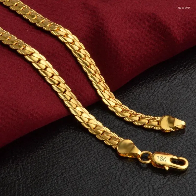 Pendentifs 18-24 pouces 45-60 cm, or 18 carats, chaîne latérale complète de 5mm, collier pour femmes et hommes, bijoux à breloques pour fête de mariage