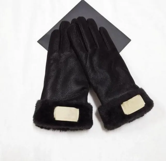 Guanti a cinque dita in pelle di design Guanto corto in pile ispessito da donna Guanti protettivi semplici e solidi alla moda vintage 602