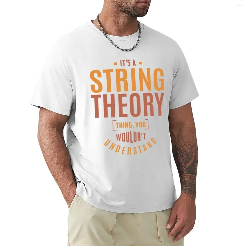メンズポロスストリング理論ThingTシャツヴィンテージTシャツアニメ服ヒッピープレーンホワイトシャツの男性