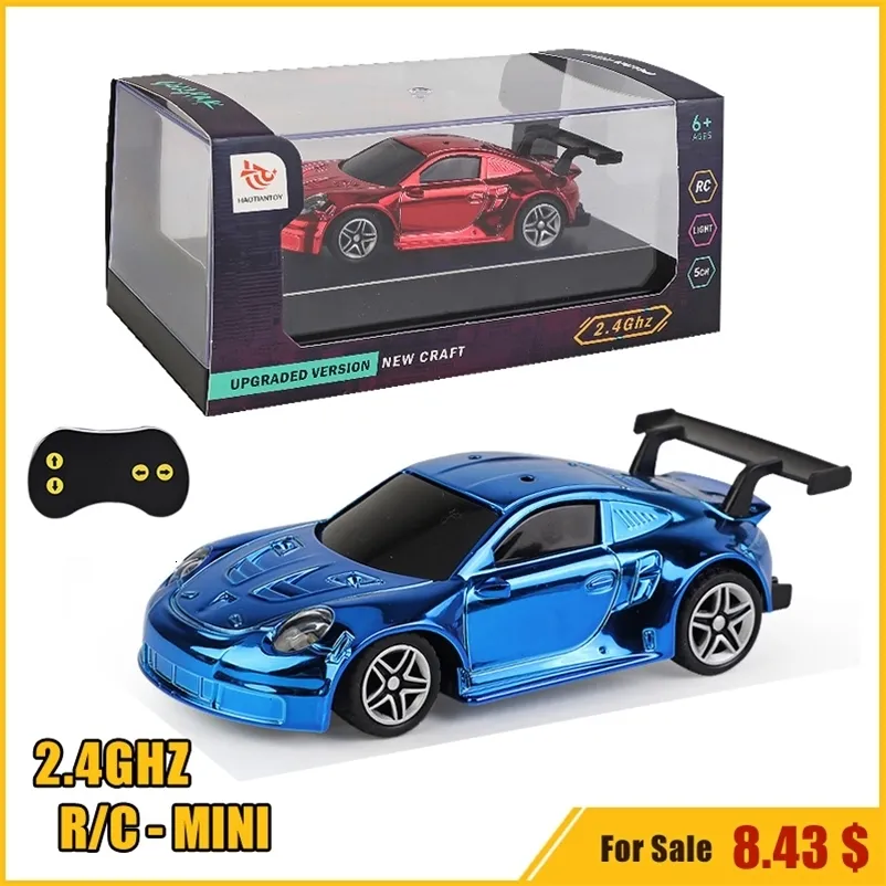 Carro elétrico RC 1/43 Mini Tamanho RC Banhado a Ouro com Luzes 2.4G Rádio Controle Remoto Modelo de Corrida USB Carregando Meninos Brinquedos Para Crianças 231021