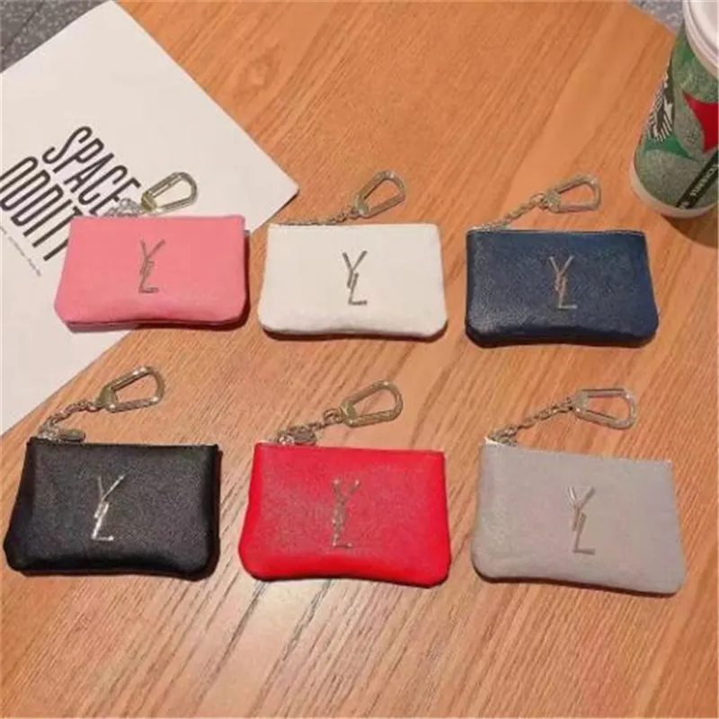 Lyxdesigner plånböcker Bag nyckelring Ring Key Pouch Coin Purse Läder Kreditkort Hållare Kvinnor Män små dragkedja Purs Purs