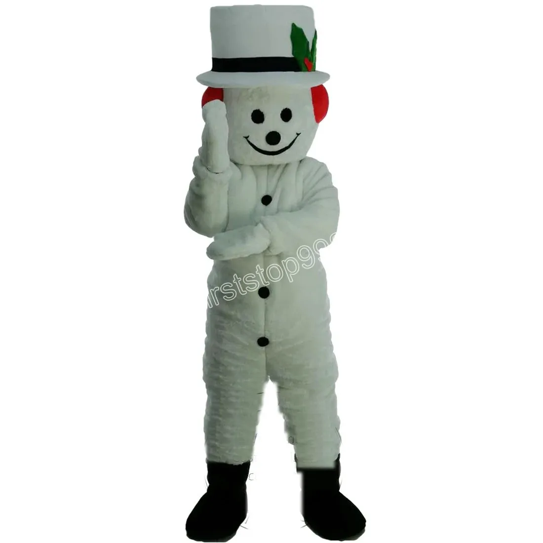 Aangepaste schattige sneeuwpop mascotte kostuum topkwaliteit cartoon anime thema karakter volwassenen grootte kerstfeest buitenreclame outfit pak