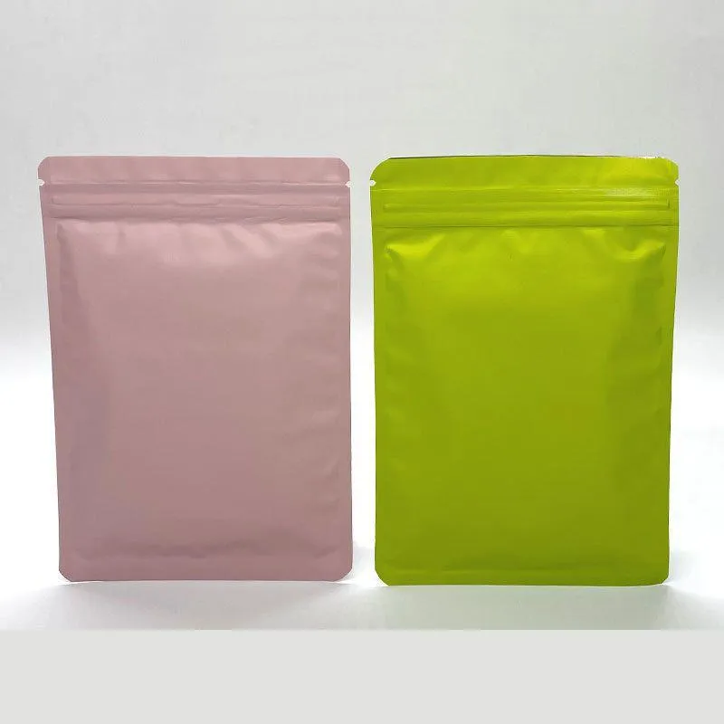 Bolsas de plástico con cierre de cremallera, 25 piezas, mate, rosa
