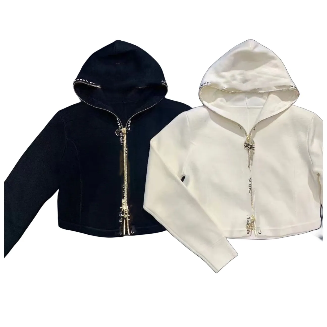 Pull à capuche tricoté à manches longues pour femmes, manteau avec logo brodé, fermeture éclair sur le devant, SML