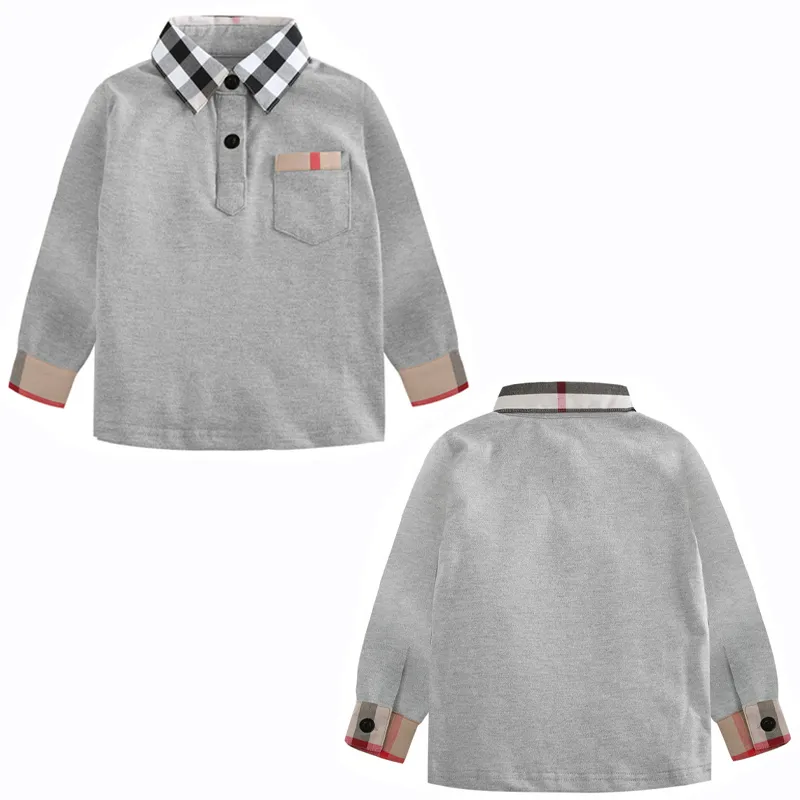 Baby polo z długim rękawem T-shirt w kratę odzież dla dzieci designer pullover wiosna i jesienne sezony odzieży dziecięce chłopcy bluzy bluzy