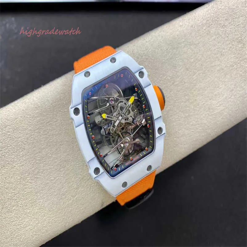 Luksusowy projektant Richrd Mileres RM2702 Sport Full Fibre Case Floating Tourbillon Ruch Solin Pasek Tytanium Bluga 52 godziny moc wodoodporna głębokość x83oi